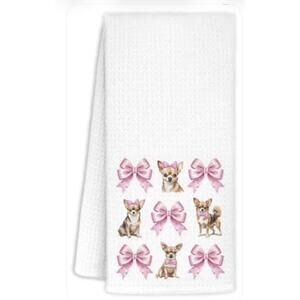 Coquette Pink Bow Chihuahua Kitchen Towels,